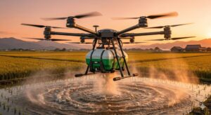 農薬を撒いているドローン