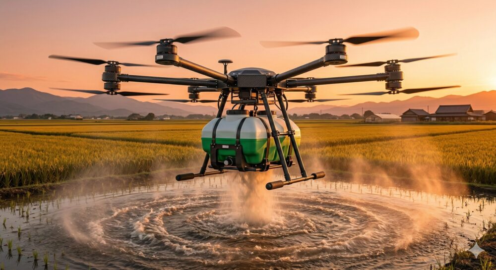 農薬を撒いているドローン