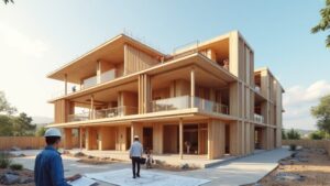 建築基準法改正のポイントを示す建築現場のイメージ