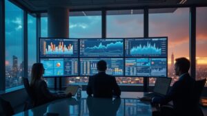 不動産テックと金利上昇を示すビジネスイメージ