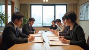 マンション管理組合の総会で議論する区分所有者たち