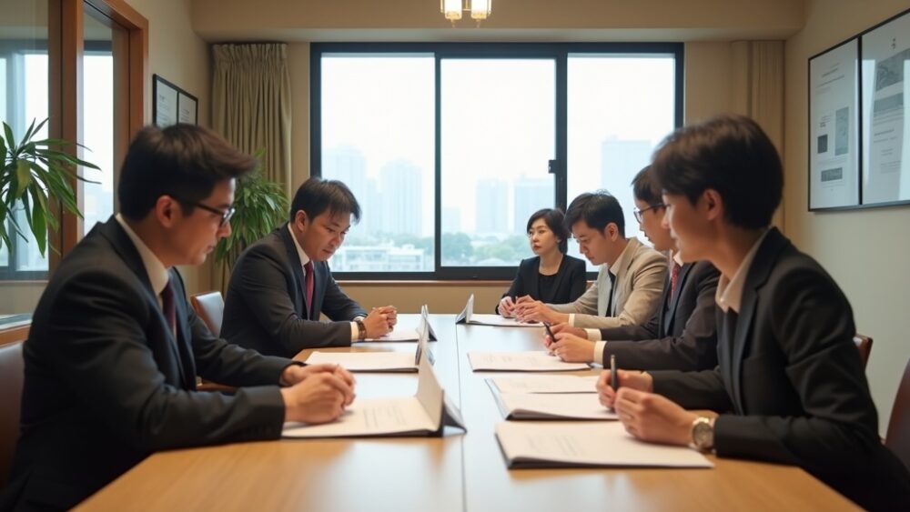 マンション管理組合の総会で議論する区分所有者たち