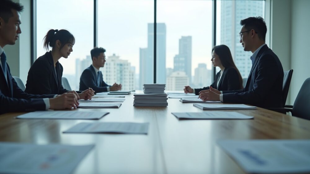 マンション管理組合の会計帳簿を確認する区分所有者のイメージ