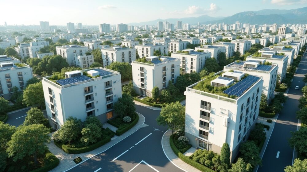 オフグリッド住宅とコンパクトシティの不動産イメージ